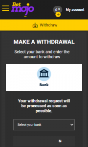 Betmojo withdrawal method